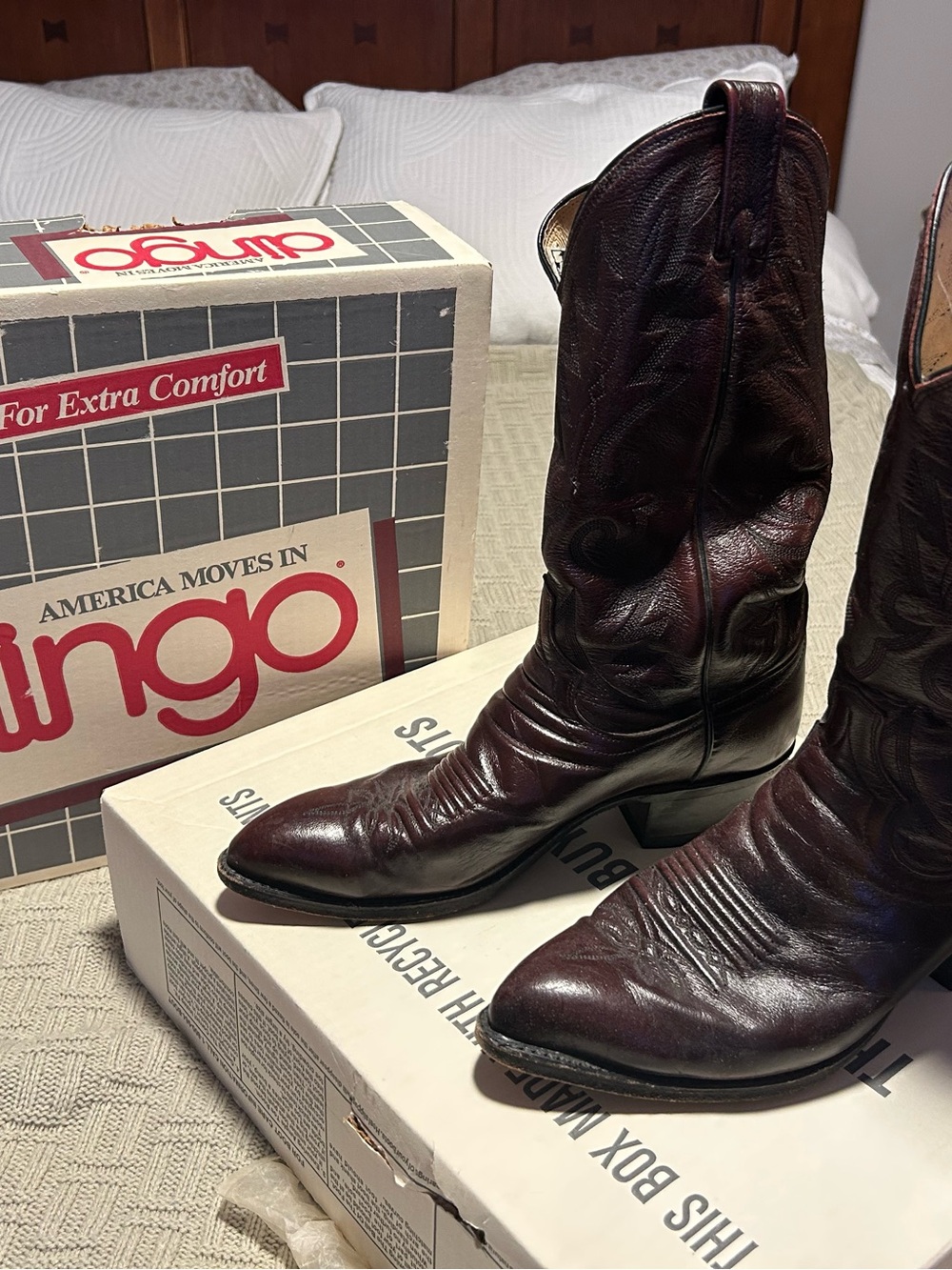 dingo Burgundy Leather Cowboy Boots for Men’s